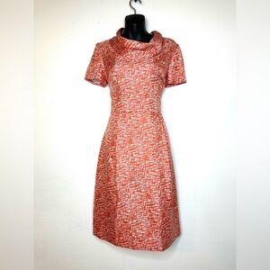 VTG Banana Republic Womans Dress 6 Red & White SILK Cowl Retro Mod Man Men 1960s